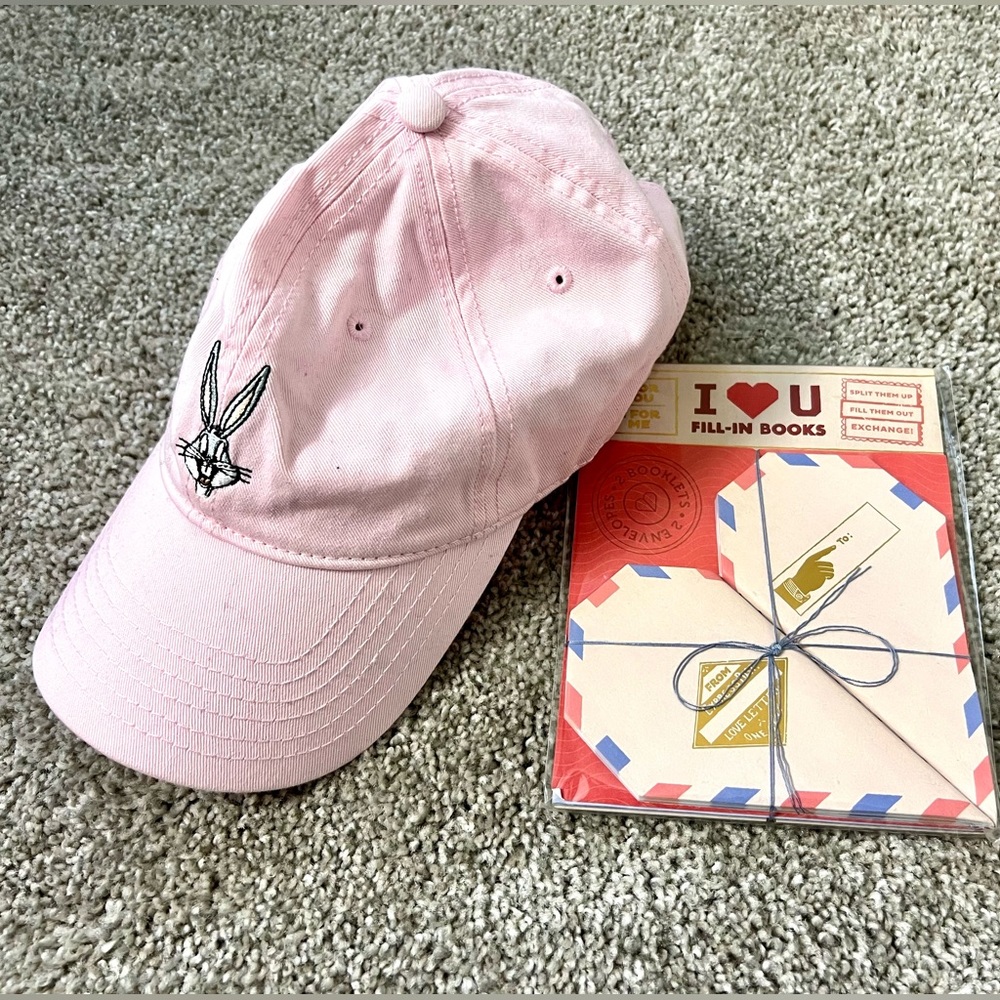 VDay Sweetheart bundle: NWT stationary & F21 x Looney Toons Pink Bugs Bunny cap